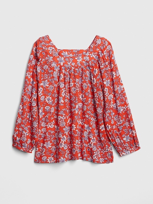 Image number 6 showing, Blouson Sleeve Print Square-Neck Blouse