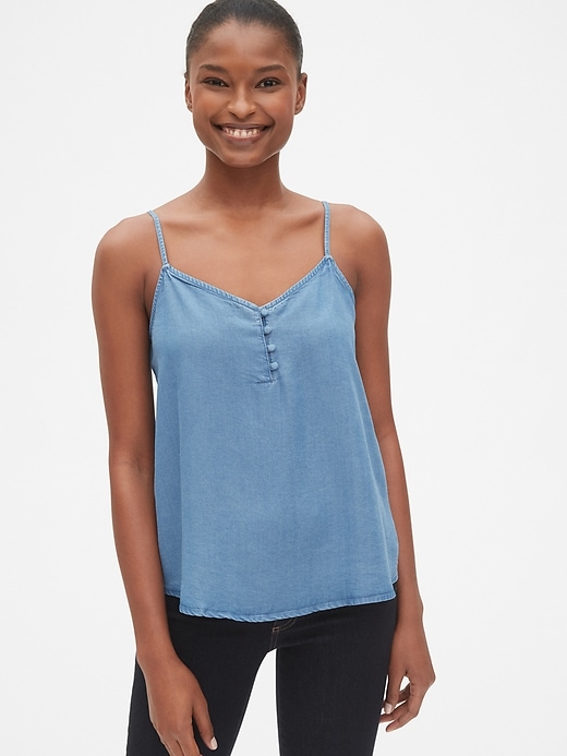 1 of 8 showing, with the color bright medium of product Button-Front Cami in TENCEL™