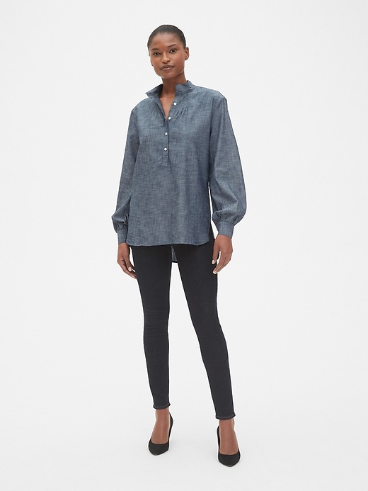 Image number 3 showing, Shirred Popover Shirt in Chambray