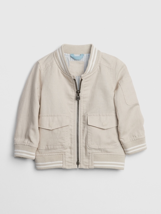 Image number 1 showing, Baby Cargo Bomber Jacket In Linen