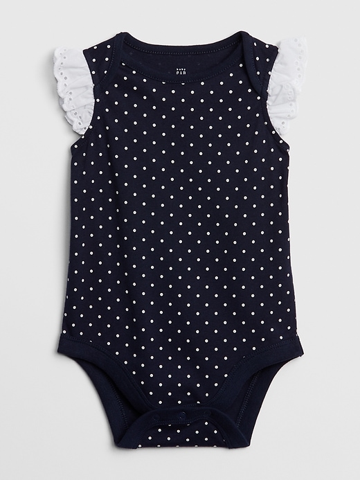 1 of 8 showing, with the color dark night of product Baby Eyelet Ruffle Bodysuit