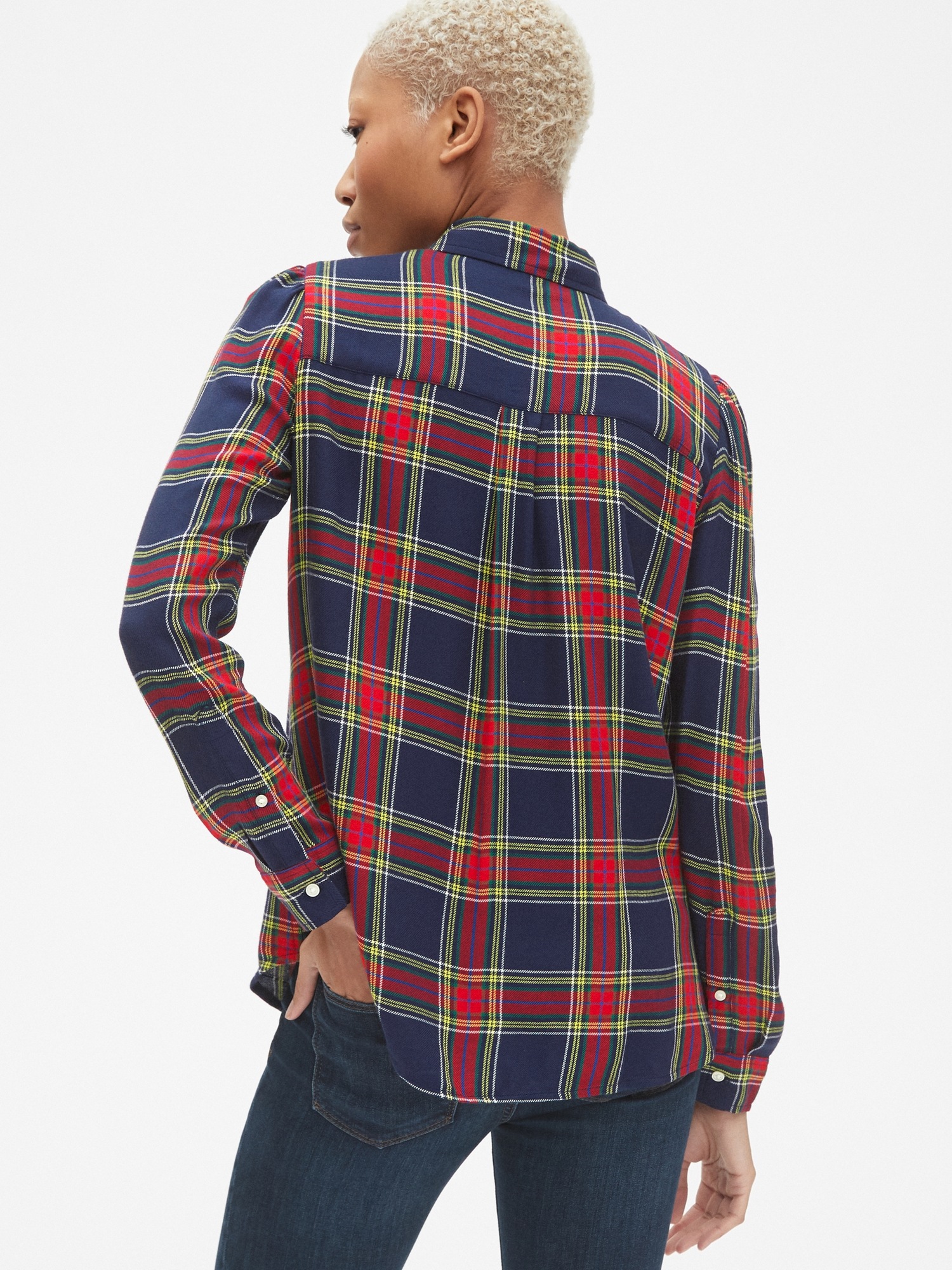 Plaid shop ruffle shirt