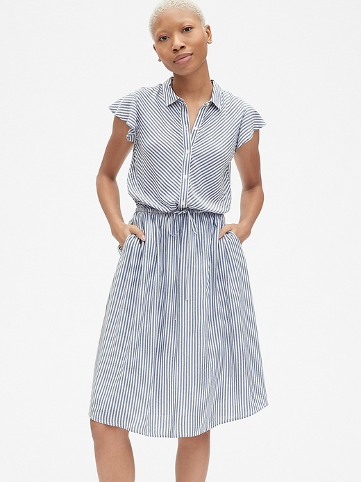 Image number 1 showing, Perfect Flutter Sleeve Midi Shirtdress