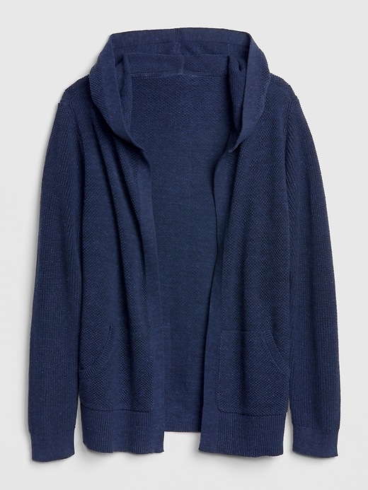 Image number 6 showing, Textured Open-Front Hooded Cardigan Sweater