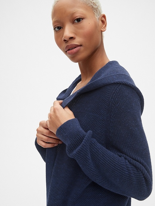 Image number 5 showing, Textured Open-Front Hooded Cardigan Sweater