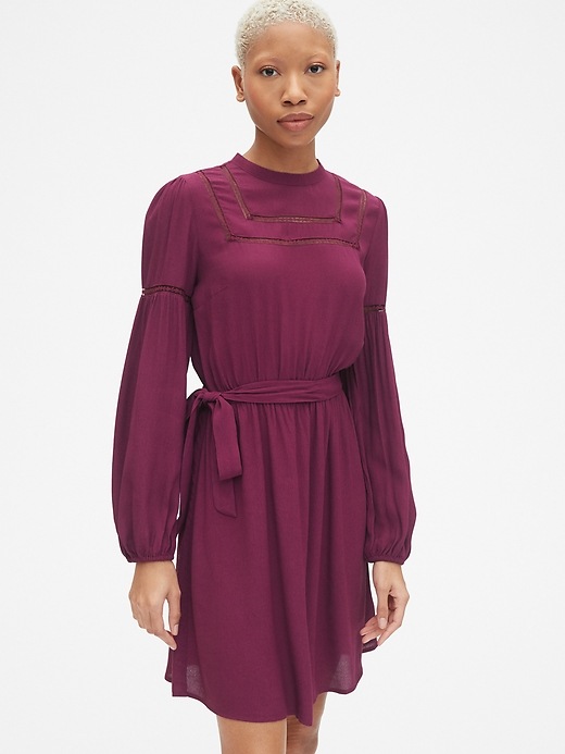 Image number 1 showing, Long Sleeve Lace-Trim Dress