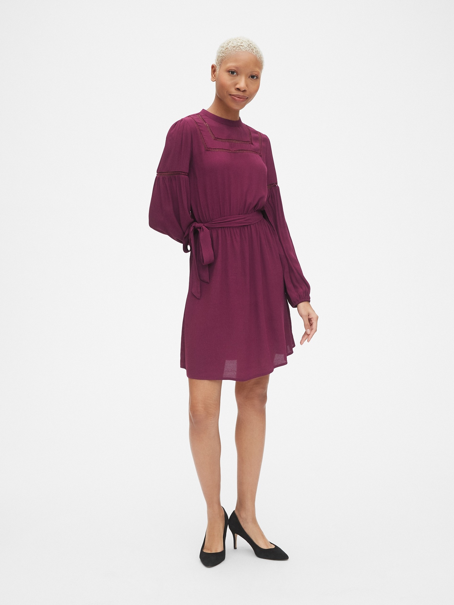 Long Sleeve Lace-Trim Dress | Gap