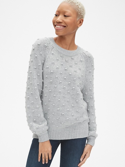 Image number 1 showing, Bobble Stitch Blouson Sleeve Pullover Sweater