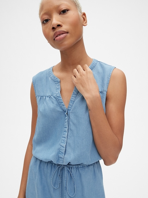 Image number 5 showing, Perfect Sleeveless Tie-Waist Shirtdress in TENCEL&#153