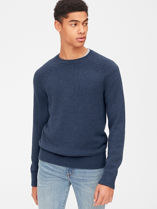View large product image 1 of 1. Textured Crewneck Pullover Sweater