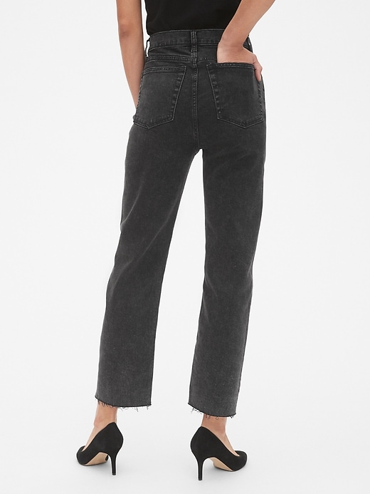 2 of 8 showing, with the color (Black) Washed Black of product High Rise Cheeky Straight Jeans