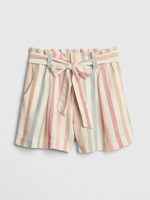Image number 6 showing, High Rise 3.5" Stripe Paperbag Shorts in Linen