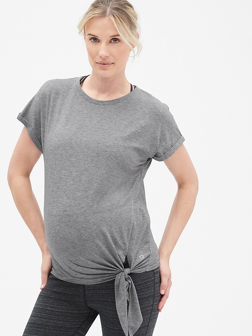View large product image 1 of 1. Maternity GapFit Breathe Tie-Hem T-Shirt