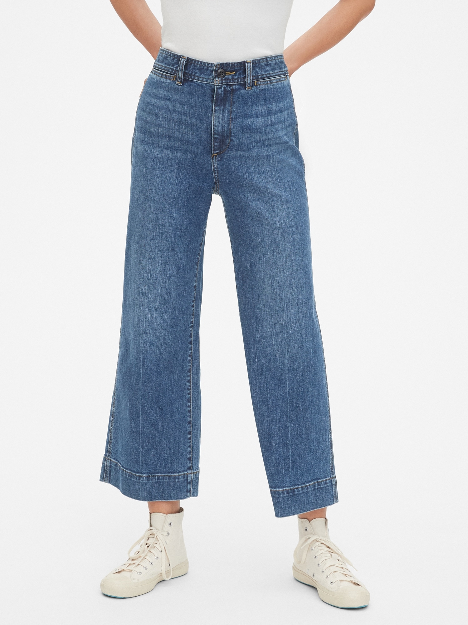 High Rise Wide-Leg Crop Jeans | Gap