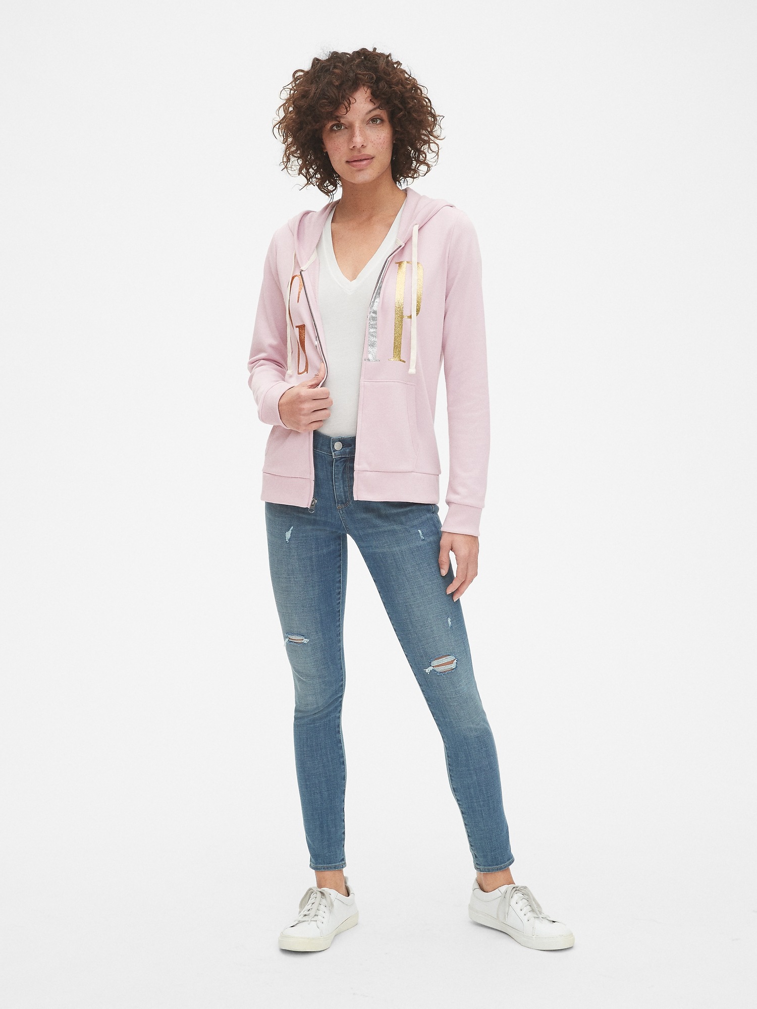 Glitter Logo Full-Zip Hoodie | Gap