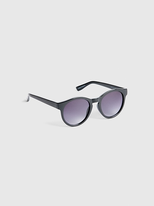 1 of 8 showing, with the color true black of product Acetate Round Frame Sunglasses