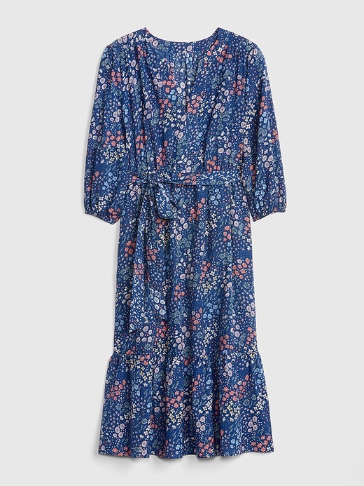 Image number 6 showing, Floral Print Three-Quarter Sleeve Tiered Midi Dress