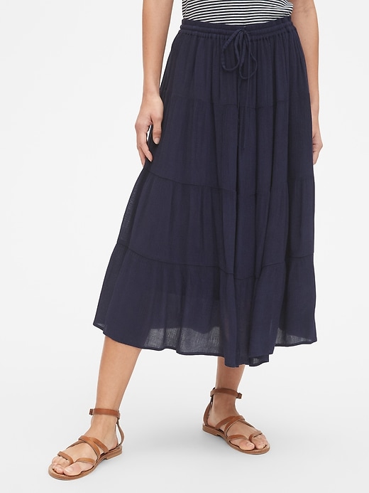 Image number 1 showing, Crinkle Tiered Midi Skirt