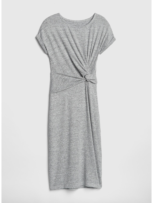 Image number 6 showing, Softspun Short Sleeve Twist-Knot Midi Dress