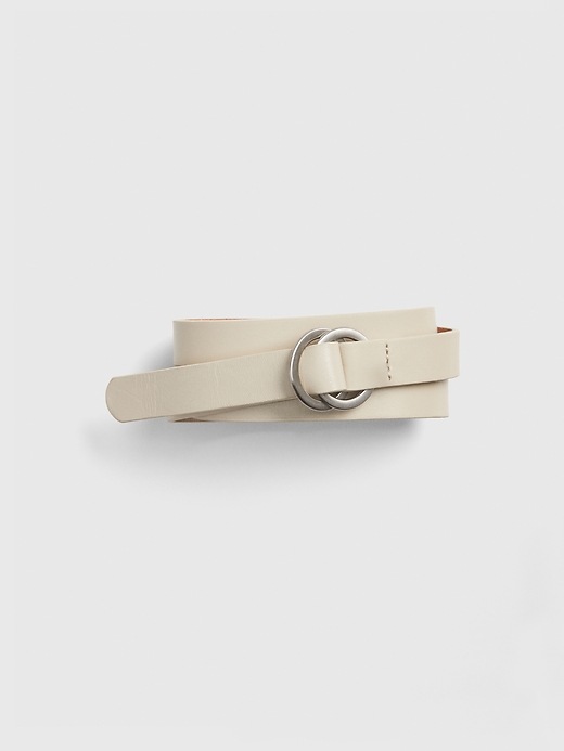 Image number 1 showing, Thin Circle-Buckle Leather Belt