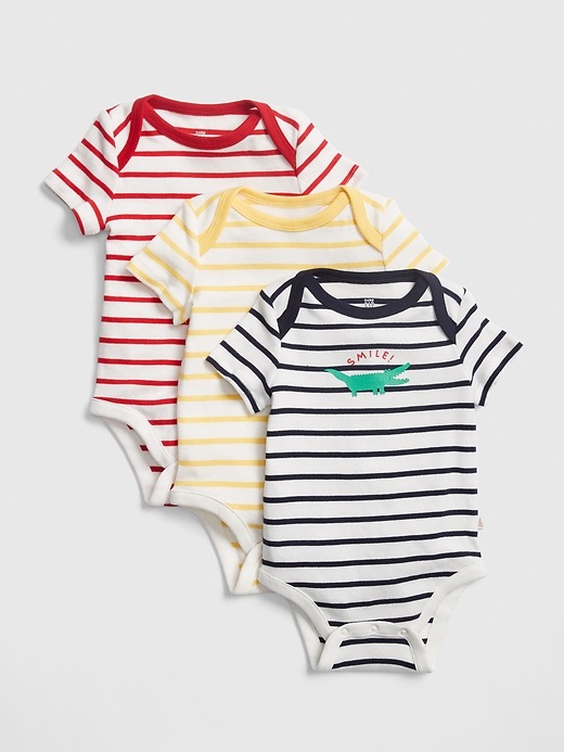 Image number 1 showing, Baby Stripe Graphic Short Sleeve Bodysuit (3-Pack)