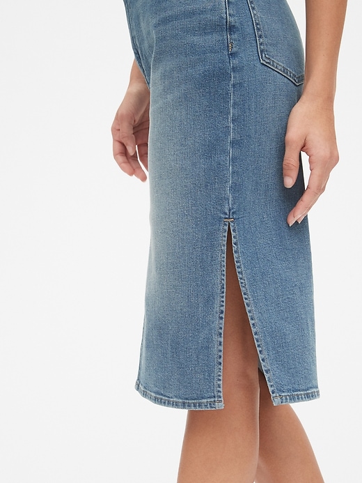 Image number 5 showing, High Rise Denim Midi Skirt