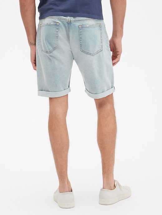 2 of 8 showing, with the color light bleached of product 10" Slim Denim Shorts with GapFlex