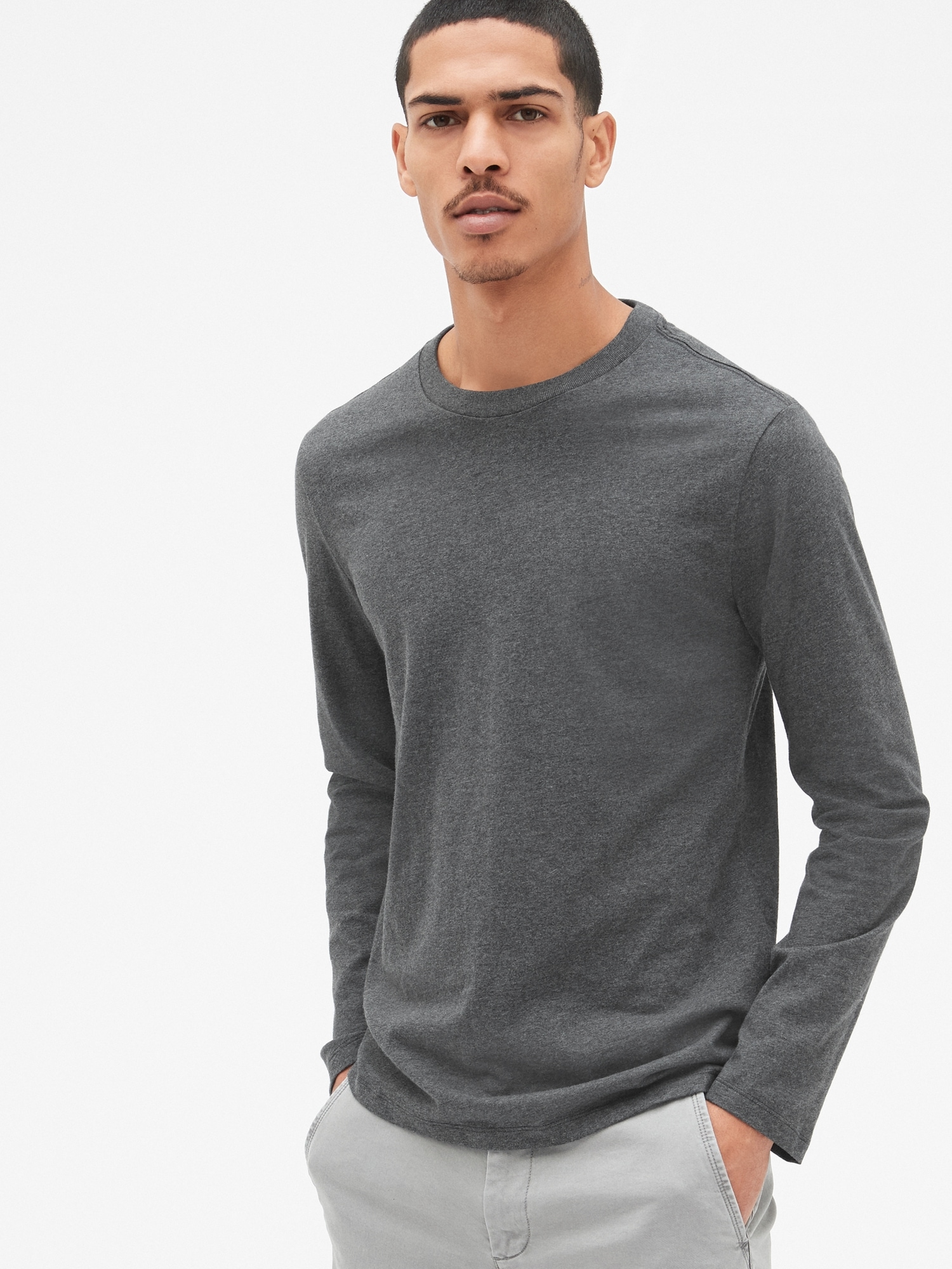 ASOS Long Sleeve T-shirt With Double Layer in Gray for Men