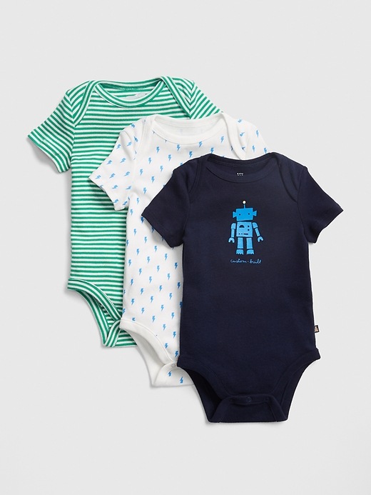 Image number 1 showing, Baby Robot Bodysuit (3-Pack)