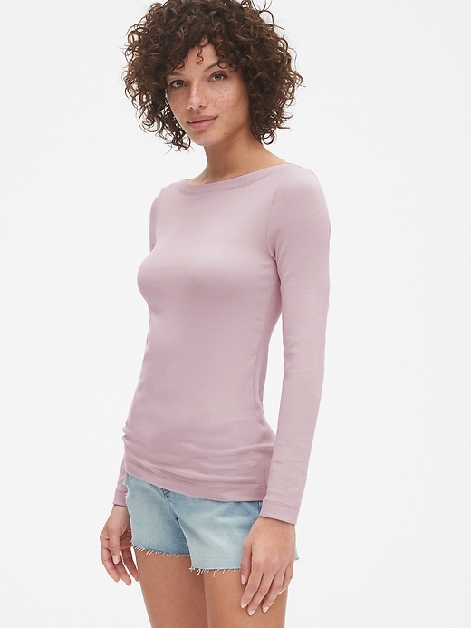 1 of 8 showing, with the color pale plum of product Modern Boatneck T-Shirt