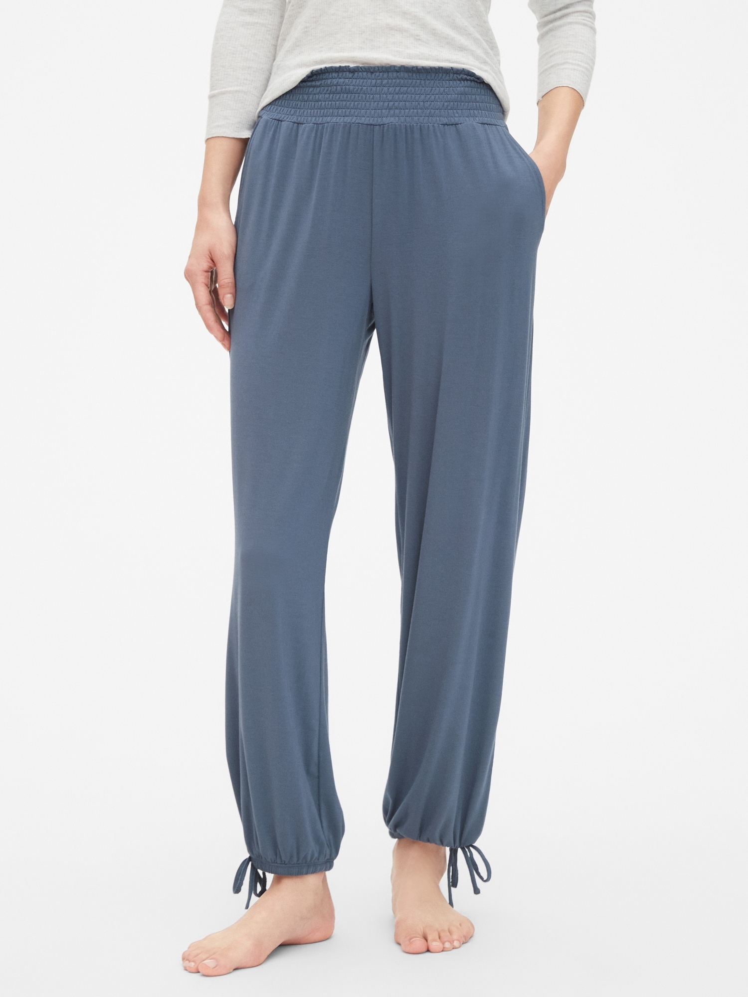 Draped Elastic Waist Medium Rise Harem Pants - Anatolia