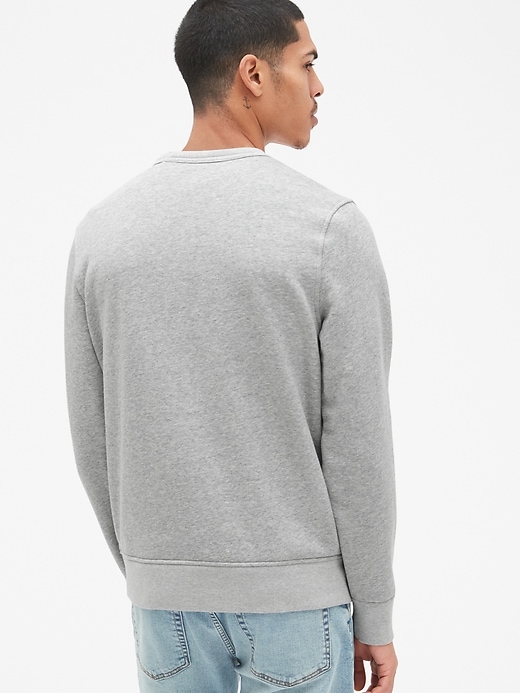 2 of 8 showing, with the color grey heather of product Gap Original Logo Chest-Stripe Sweatshirt