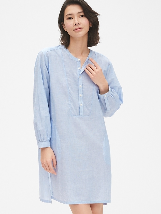 View large product image 1 of 1. Dreamwell Stripe Bib-Front Shirtdress