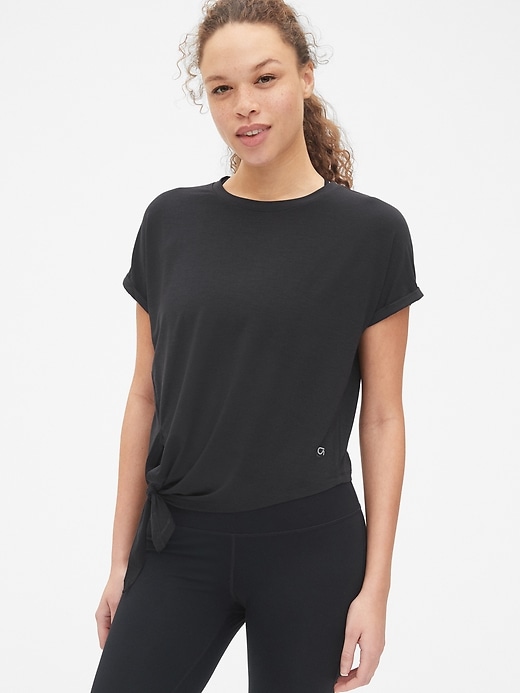 View large product image 1 of 1. GapFit Breathe Dolman Sleeve Side-Tie T-Shirt