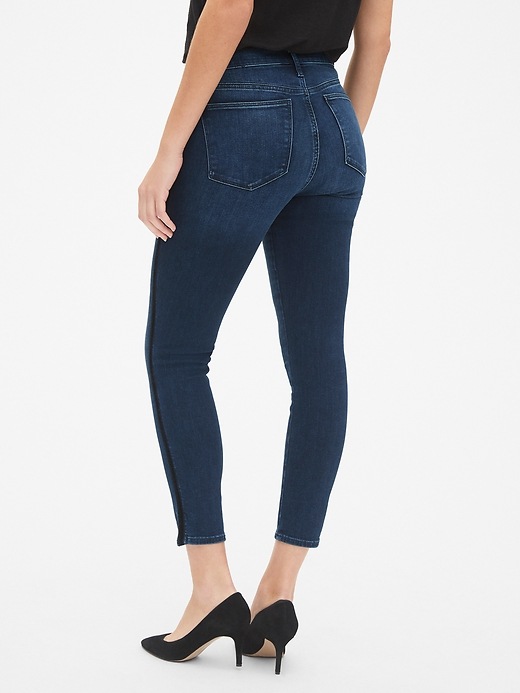 Image number 2 showing, High Rise True Skinny Ankle Jeans with Velvet Side Stripes