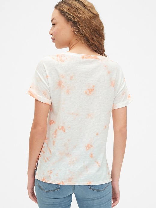 2 of 8 showing, with the color coral tie dye of product Relaxed Slub Tie-Dye T-Shirt