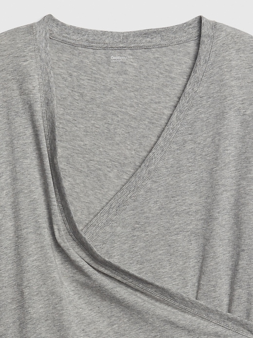 2 of 8 showing, with the color heather grey of product Maternity Crossover Nursing Top