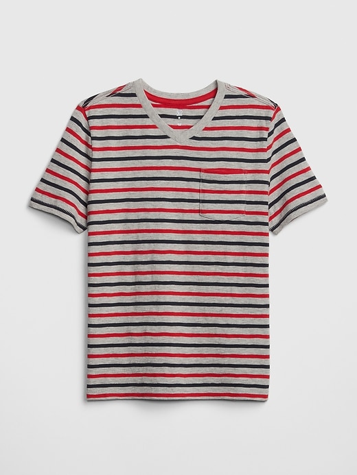 View large product image 1 of 1. Kids Stripe V-Neck T-Shirt