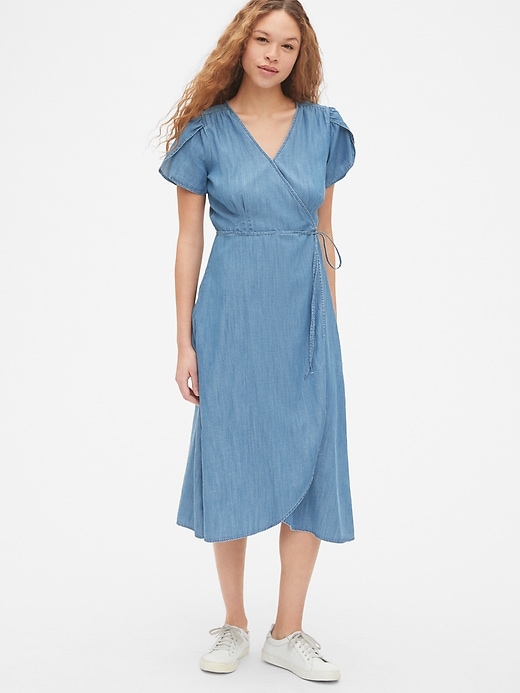 Short Sleeve Midi Wrap Dress in TENCEL&#153