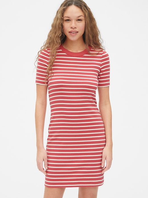Modern Stripe Short Sleeve T-Shirt Dress