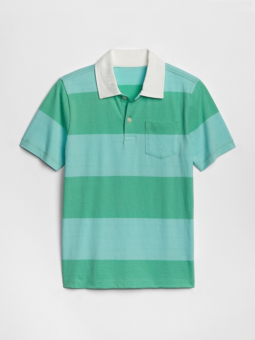 View large product image 1 of 1. Kids Stripe Short Sleeve Polo Shirt