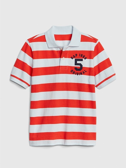 View large product image 1 of 1. Kids Gap Logo Stripe Polo T-Shirt