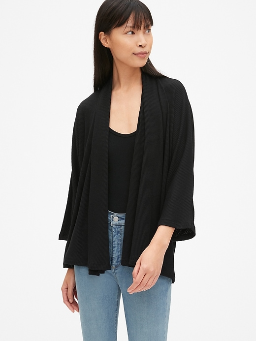 View large product image 1 of 1. Softspun Ribbed Kimono Cardigan Sweater