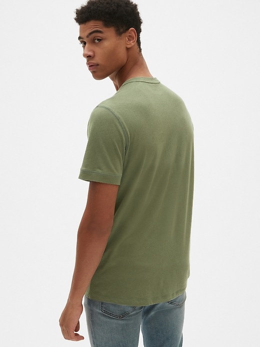 Image number 2 showing, Short Sleeve Henley in Cotton-Linen