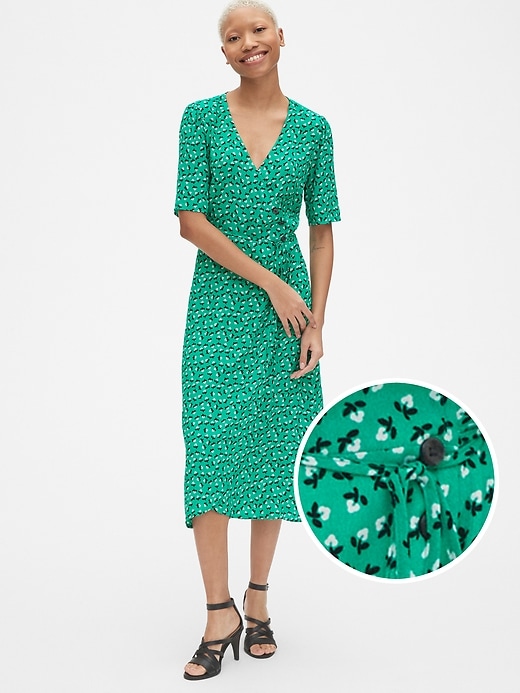 Gap side button wrap dress deals