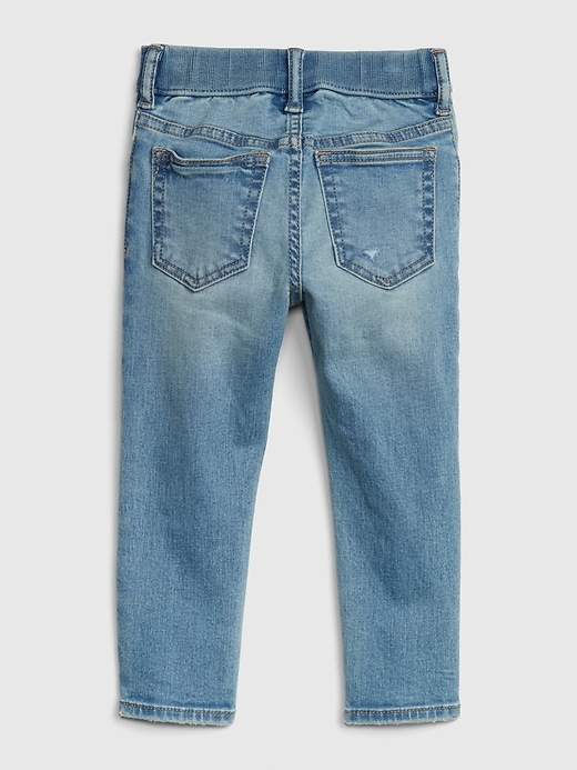 2 of 8 showing, with the color light wash of product Toddler Elasticized Pull-On Slim Taper Jeans with Washwell™
