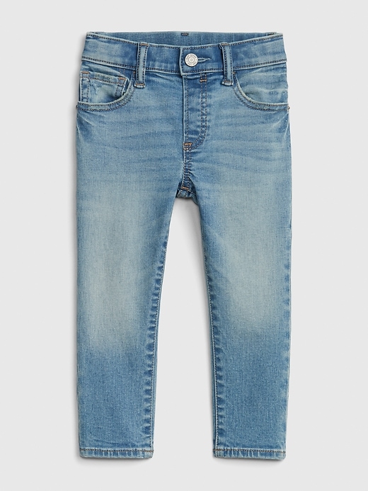 1 of 8 showing, with the color light wash of product Toddler Elasticized Pull-On Slim Taper Jeans with Washwell™