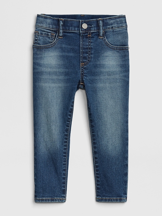 Image number 4 showing, Toddler Elasticized Pull-On Slim Taper Jeans with Washwell&#153