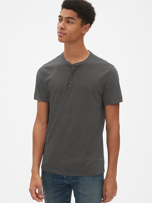 Short Sleeve Henley in Cotton-Linen | Gap