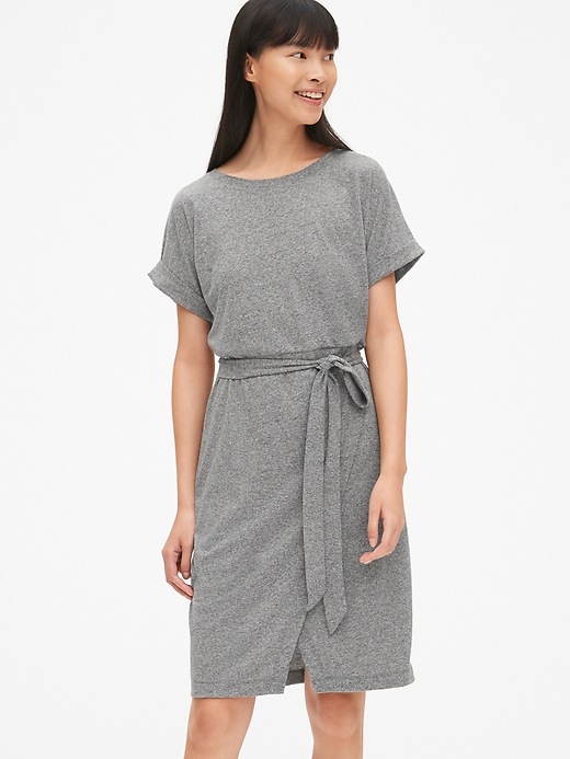Image number 1 showing, Wrap T-Shirt Dress in Triblend Jersey